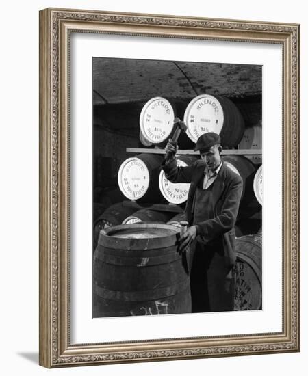 Coopering, Making Whiskey Barrels at Wiley and Co, Sheffield, South Yorkshire, 1961-Michael Walters-Framed Photographic Print