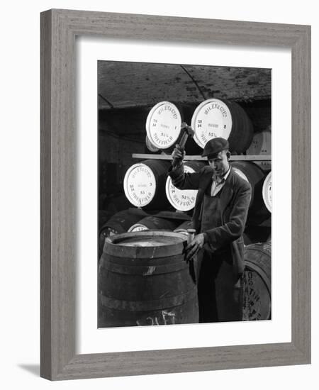 Coopering, Making Whiskey Barrels at Wiley and Co, Sheffield, South Yorkshire, 1961-Michael Walters-Framed Photographic Print