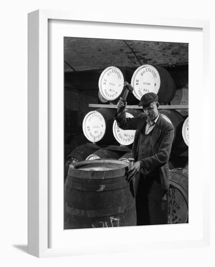Coopering, Making Whiskey Barrels at Wiley and Co, Sheffield, South Yorkshire, 1961-Michael Walters-Framed Photographic Print