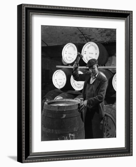 Coopering, Making Whiskey Barrels at Wiley and Co, Sheffield, South Yorkshire, 1961-Michael Walters-Framed Photographic Print