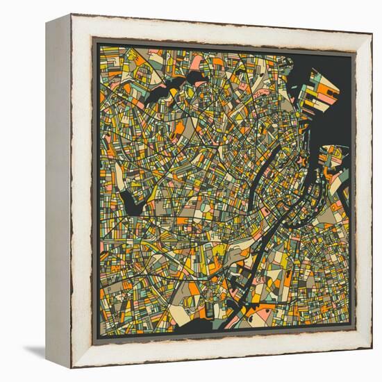 Copenhagen Map-Jazzberry Blue-Framed Stretched Canvas