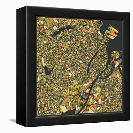 Copenhagen Map-Jazzberry Blue-Framed Stretched Canvas