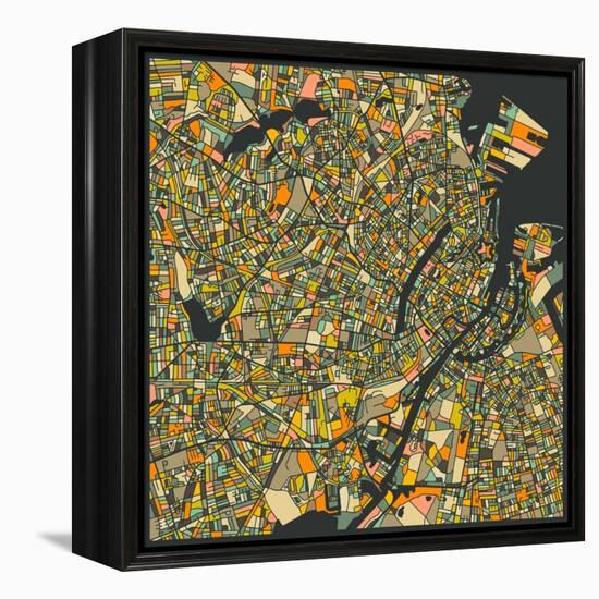 Copenhagen Map-Jazzberry Blue-Framed Stretched Canvas