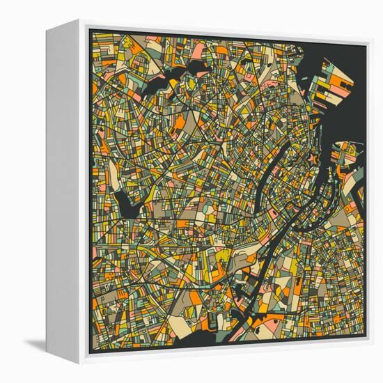 Copenhagen Map-Jazzberry Blue-Framed Stretched Canvas