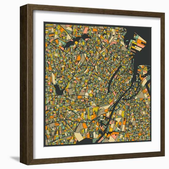 Copenhagen Map-Jazzberry Blue-Framed Art Print