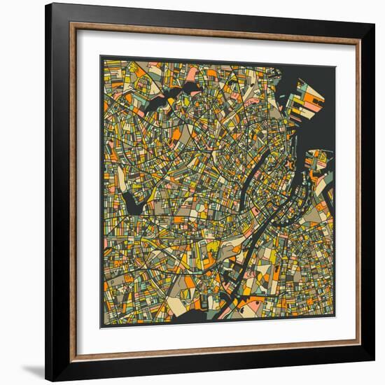 Copenhagen Map-Jazzberry Blue-Framed Art Print