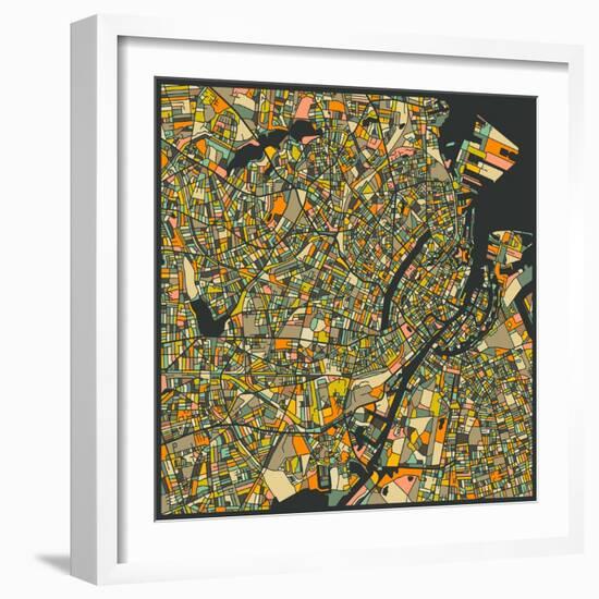 Copenhagen Map-Jazzberry Blue-Framed Art Print