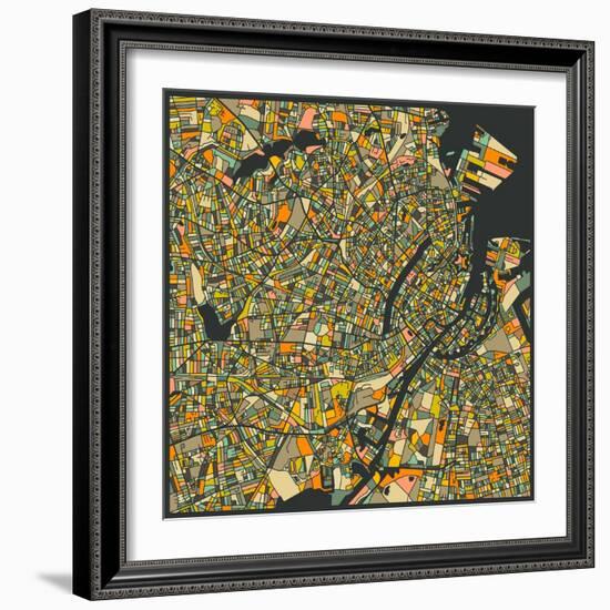 Copenhagen Map-Jazzberry Blue-Framed Art Print