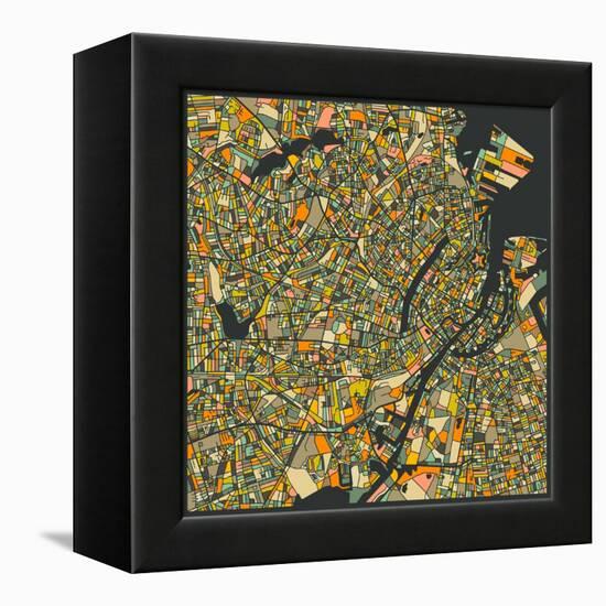 Copenhagen Map-Jazzberry Blue-Framed Stretched Canvas