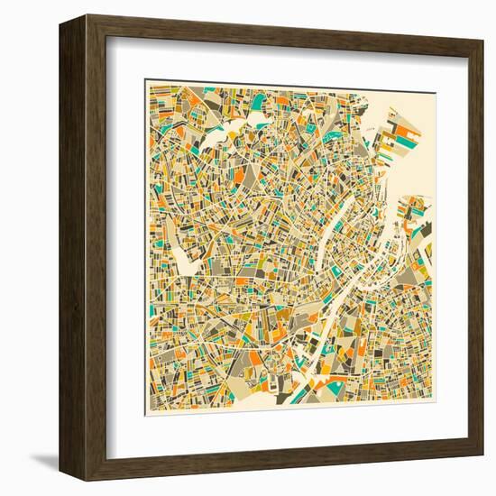 Copenhagen Map-Jazzberry Blue-Framed Art Print