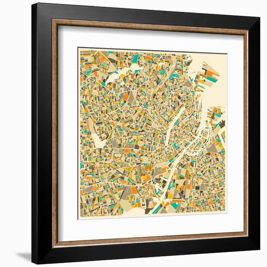 Copenhagen Map-Jazzberry Blue-Framed Art Print