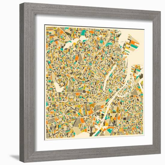 Copenhagen Map-Jazzberry Blue-Framed Art Print