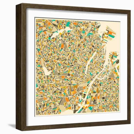 Copenhagen Map-Jazzberry Blue-Framed Art Print