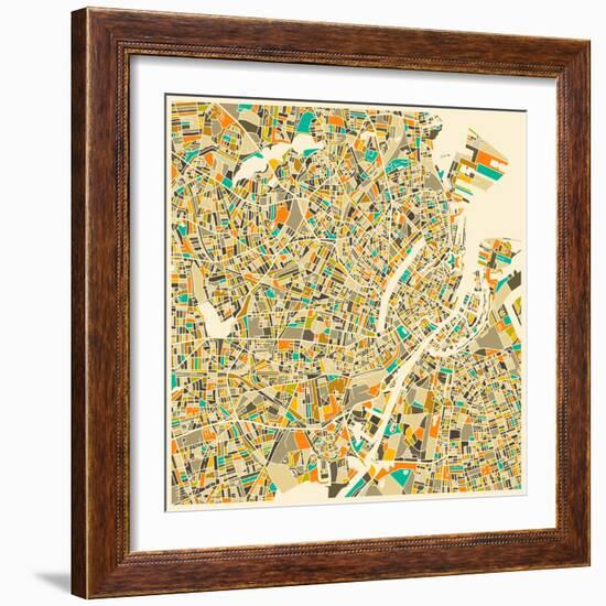 Copenhagen Map-Jazzberry Blue-Framed Art Print