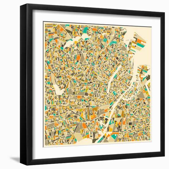 Copenhagen Map-Jazzberry Blue-Framed Art Print