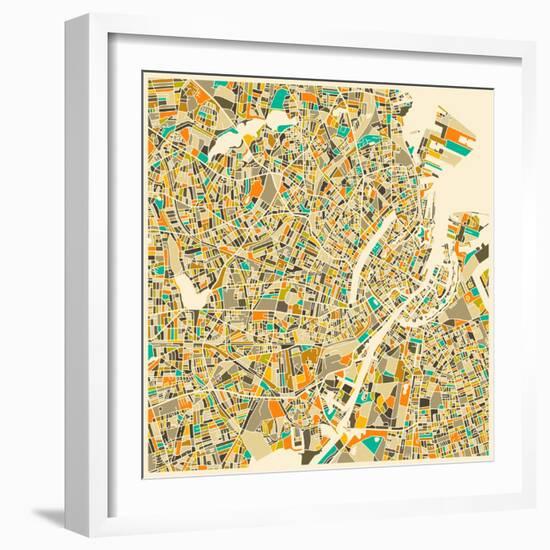 Copenhagen Map-Jazzberry Blue-Framed Art Print