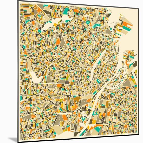 Copenhagen Map-Jazzberry Blue-Mounted Art Print