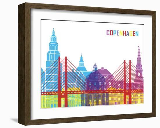 Copenhagen Skyline Pop-paulrommer-Framed Art Print