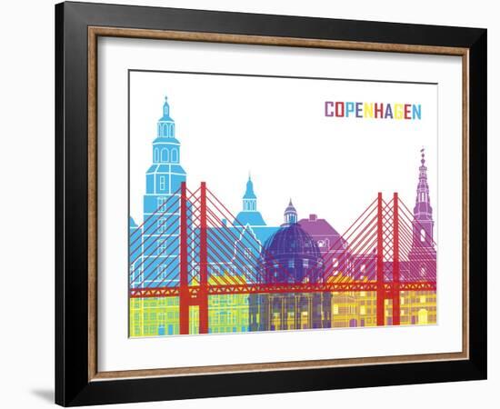 Copenhagen Skyline Pop-paulrommer-Framed Art Print