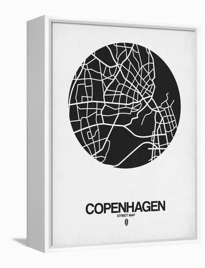 Copenhagen Street Map Black on White-NaxArt-Framed Stretched Canvas