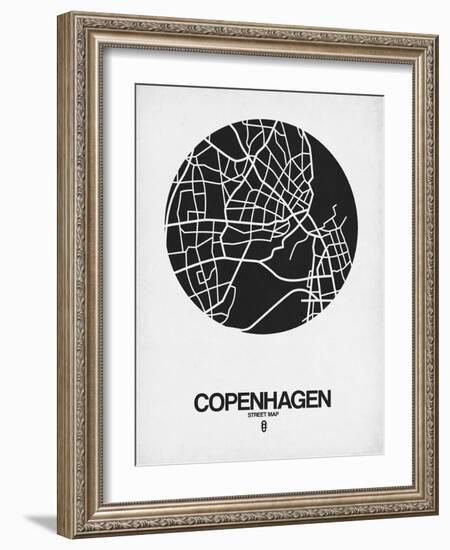 Copenhagen Street Map Black on White-NaxArt-Framed Art Print