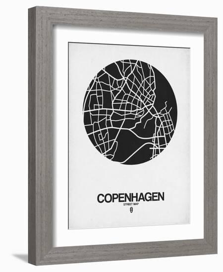 Copenhagen Street Map Black on White-NaxArt-Framed Art Print