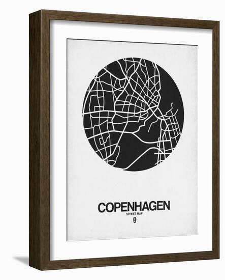 Copenhagen Street Map Black on White-NaxArt-Framed Art Print