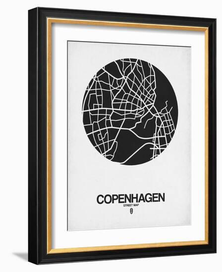 Copenhagen Street Map Black on White-NaxArt-Framed Art Print