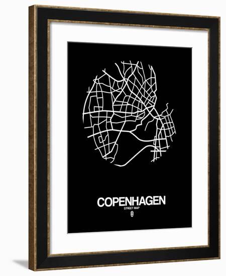 Copenhagen Street Map Black-NaxArt-Framed Art Print