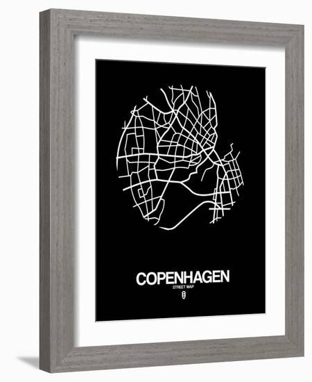 Copenhagen Street Map Black-NaxArt-Framed Art Print