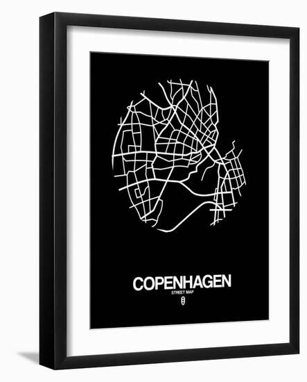 Copenhagen Street Map Black-NaxArt-Framed Art Print