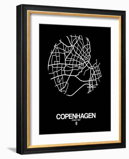 Copenhagen Street Map Black-NaxArt-Framed Art Print