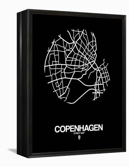 Copenhagen Street Map Black-NaxArt-Framed Stretched Canvas
