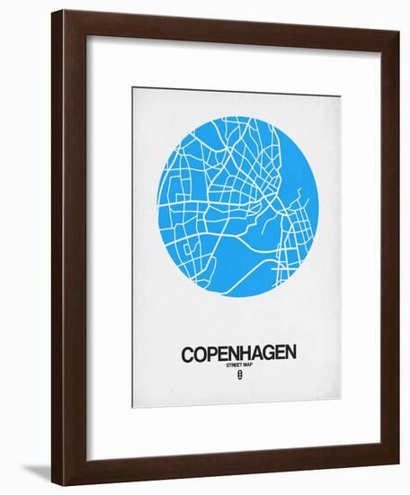 Copenhagen Street Map Blue-NaxArt-Framed Art Print