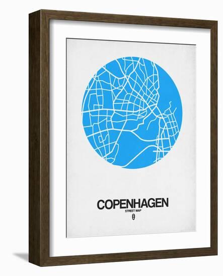 Copenhagen Street Map Blue-NaxArt-Framed Art Print