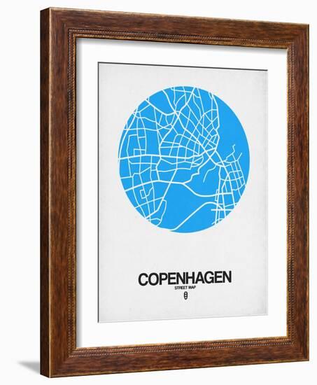 Copenhagen Street Map Blue-NaxArt-Framed Art Print