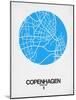 Copenhagen Street Map Blue-NaxArt-Mounted Art Print