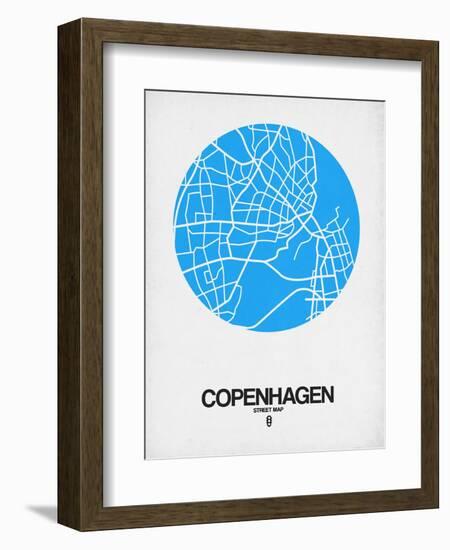 Copenhagen Street Map Blue-NaxArt-Framed Art Print