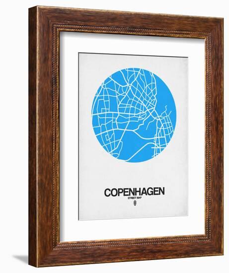 Copenhagen Street Map Blue-NaxArt-Framed Art Print