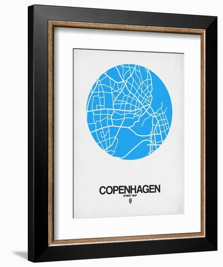 Copenhagen Street Map Blue-NaxArt-Framed Art Print