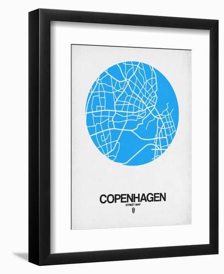 Copenhagen Street Map Blue-NaxArt-Framed Art Print