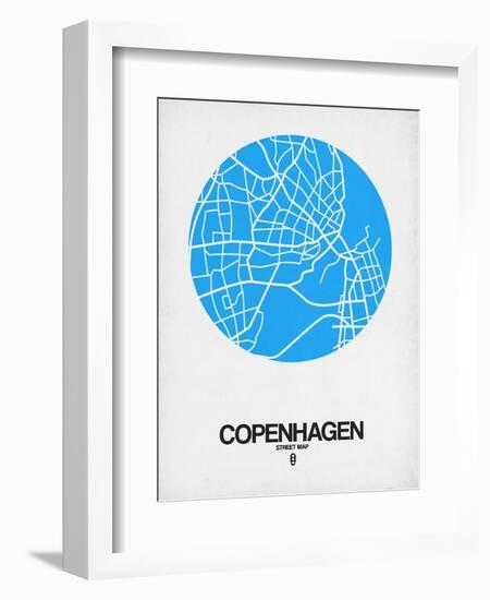 Copenhagen Street Map Blue-NaxArt-Framed Art Print