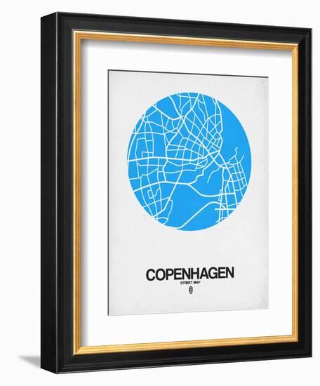 Copenhagen Street Map Blue-NaxArt-Framed Art Print