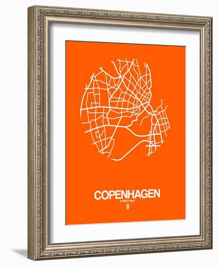 Copenhagen Street Map Orange-NaxArt-Framed Art Print