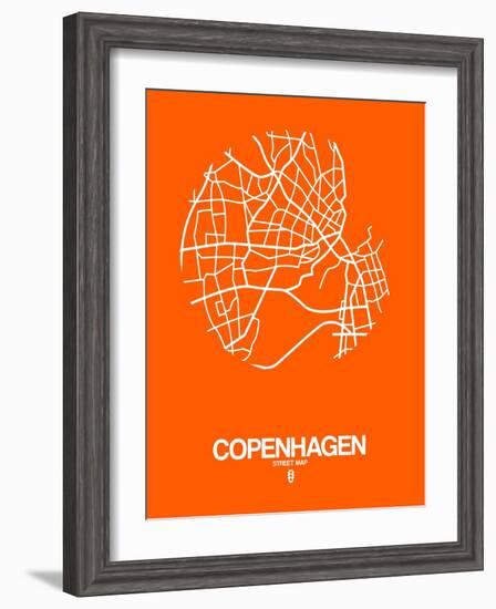 Copenhagen Street Map Orange-NaxArt-Framed Art Print