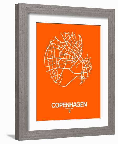 Copenhagen Street Map Orange-NaxArt-Framed Art Print