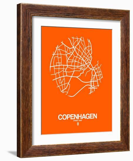 Copenhagen Street Map Orange-NaxArt-Framed Art Print