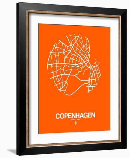 Copenhagen Street Map Orange-NaxArt-Framed Art Print