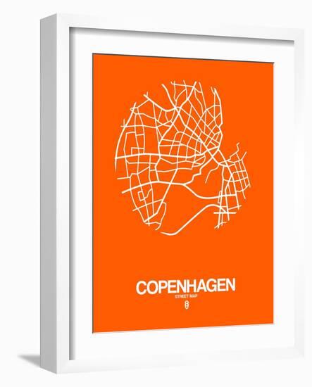 Copenhagen Street Map Orange-NaxArt-Framed Art Print