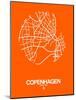 Copenhagen Street Map Orange-NaxArt-Mounted Art Print